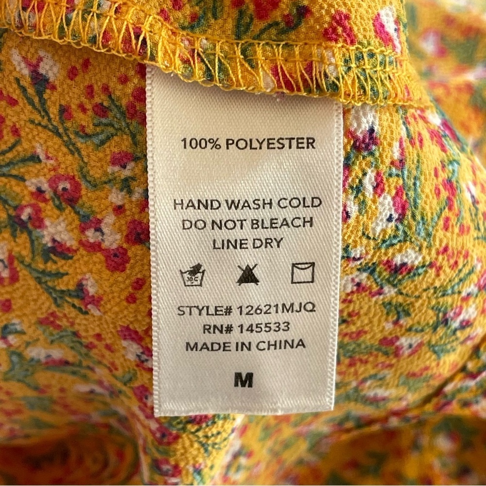 W5 CONCEPTS Women's Top Peasant Sleeve Blouse Floral Medium  Yellow - Picture 8 of 8